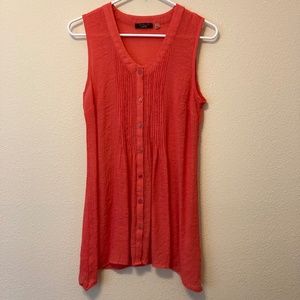 Fylo of London sleeveless button-front top, Wmns Medium, coral color